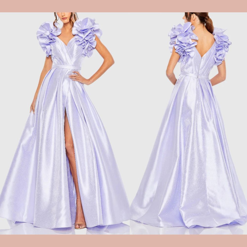 NWT $698 MAC DUGGAL [ 10 ] 20522 Flutter Sleeve‎ V-Neck Ballgown with Slit